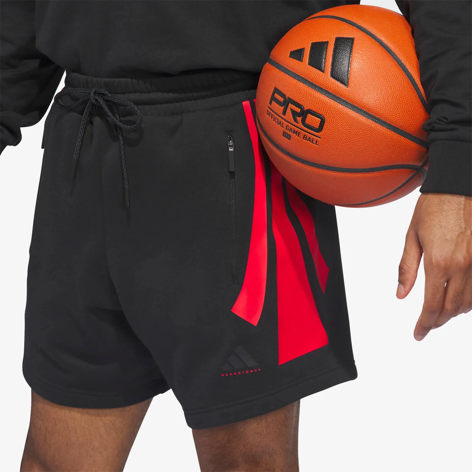 3 Stripe Fleece Short - Black - Image 3