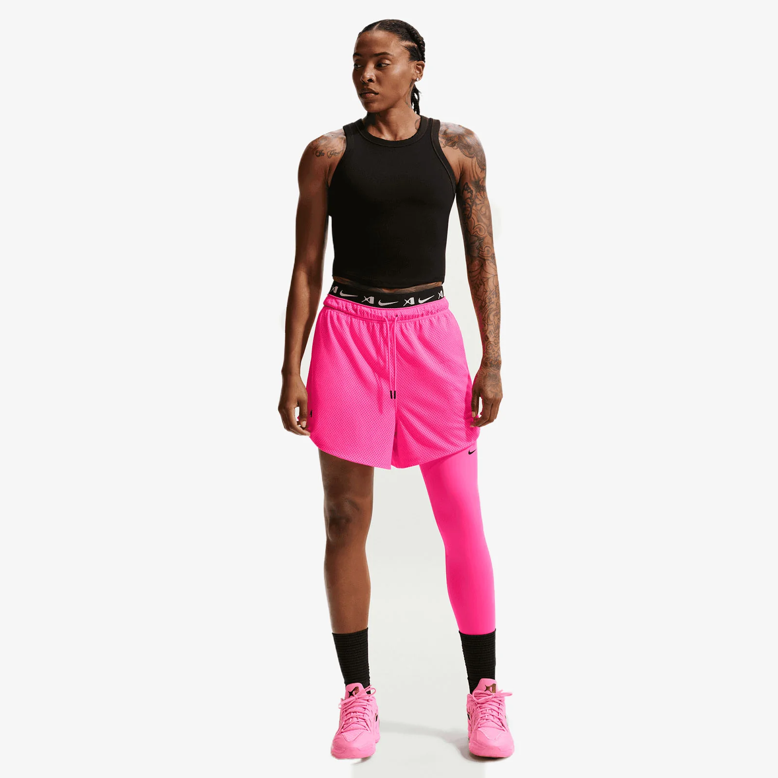 A'ja Wilson A'symmetric Mid-Rise Single-Leg Women's Leggings - Hyper Pink - Image 3