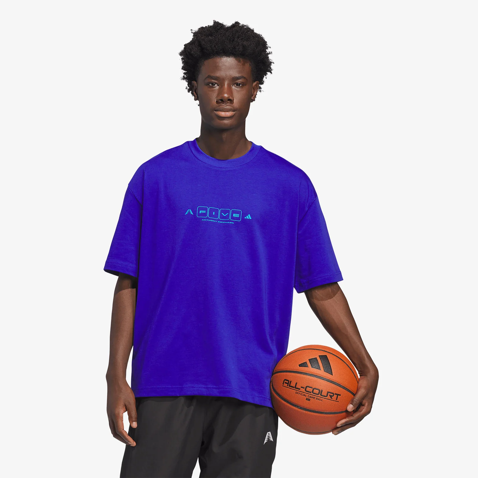 Anthony Edwards 'World of 5' Tee - Lucid Blue - Image 2