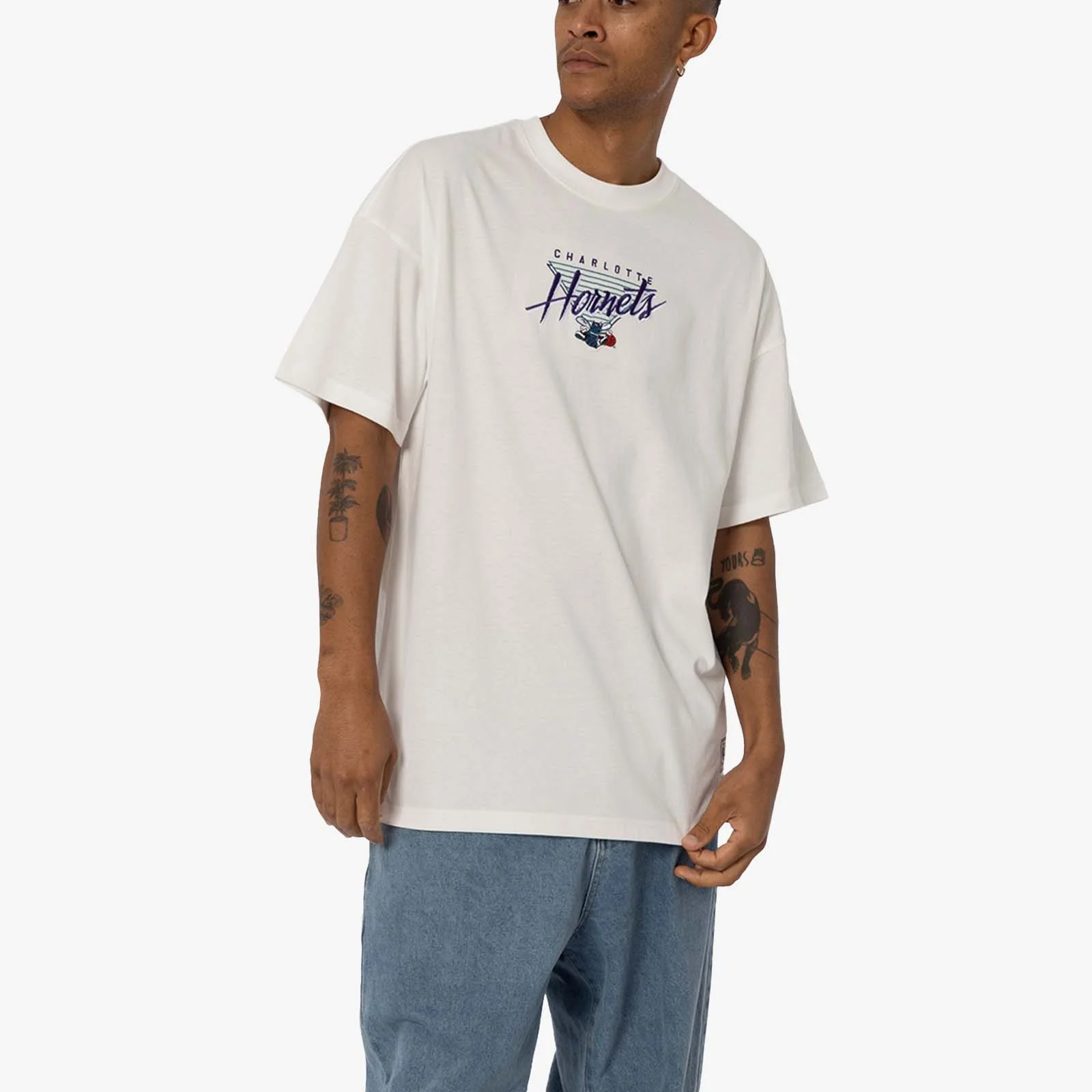 Charlotte Hornets Blaze Script T-Shirt - Vintage White - Image 3