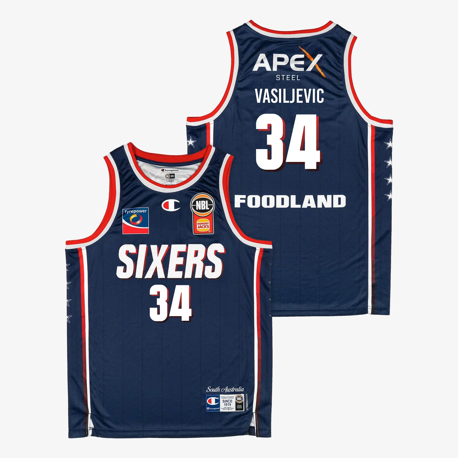 DJ Vasiljevic Adelaide 36ers 2025 NBL Primary Jersey - Navy - Image 4