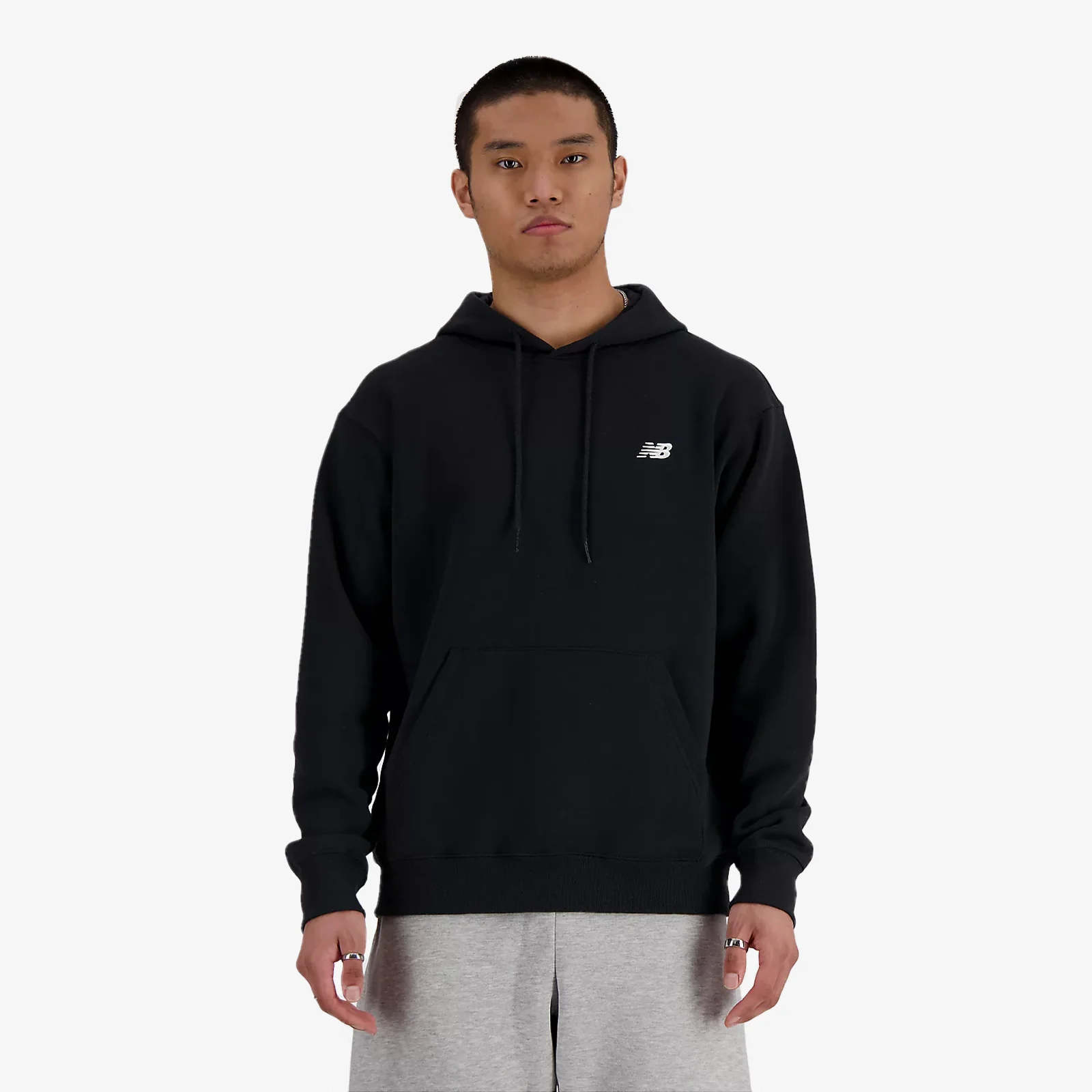 Essentials Logo Fleece Pullover Hoodie - Black