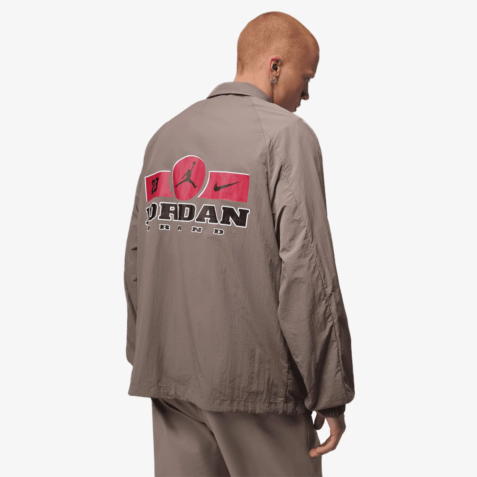 Jordan Brooklyn Lightweight Graphic Shell Jacket - Olive Grey - Image 2