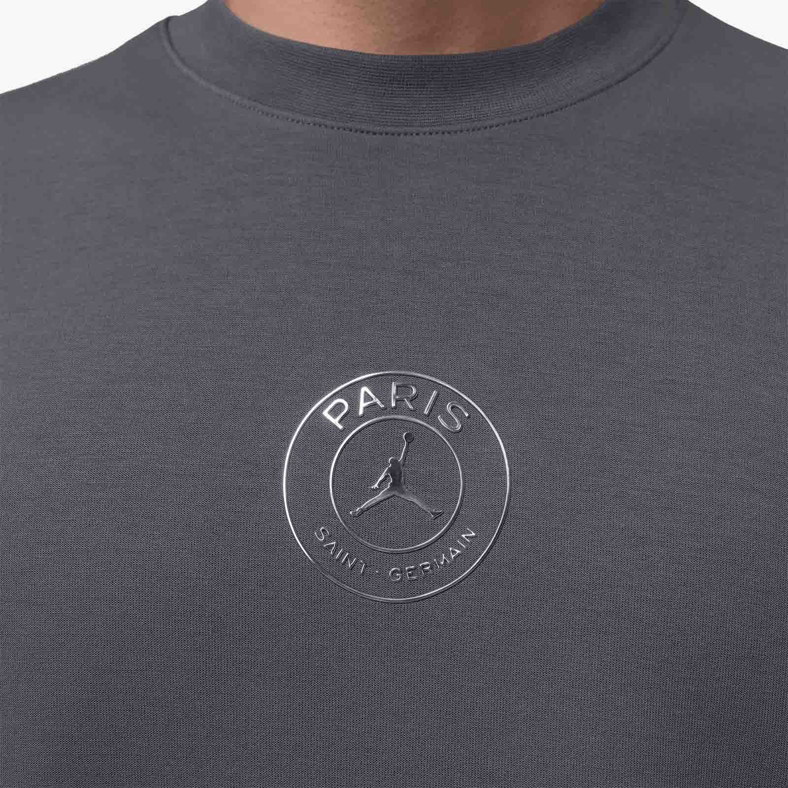 Jordan Paris Saint Germain Hoop Fleece Crew-Neck Sweatshirt - Light Graphite - Image 3