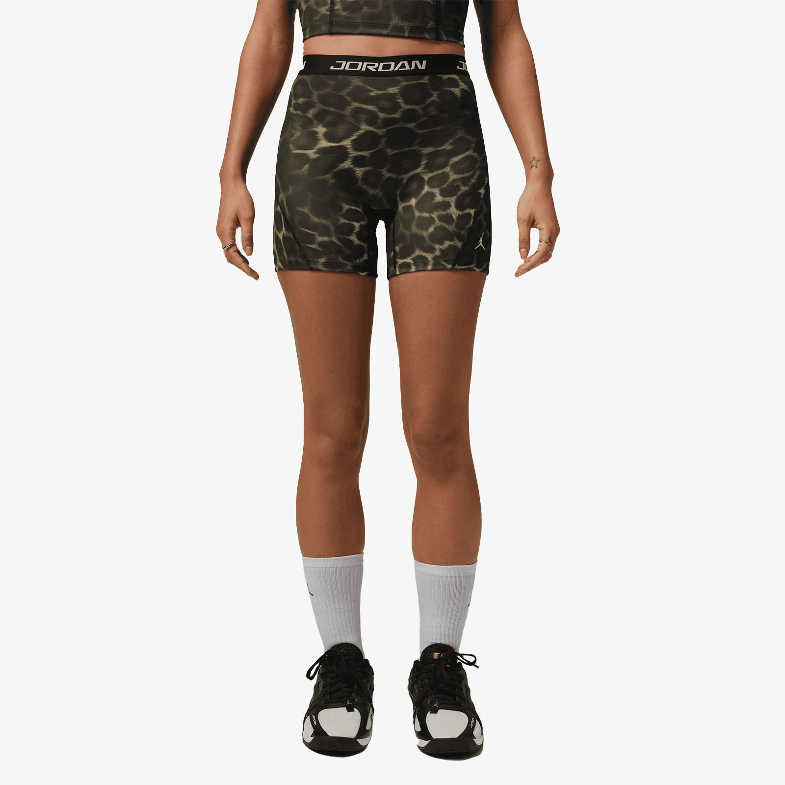 Jordan Sport Women's Dri-FIT High-Waisted 12.5cm (Approx.) AOP Shorts - Luminous Green - Image 3