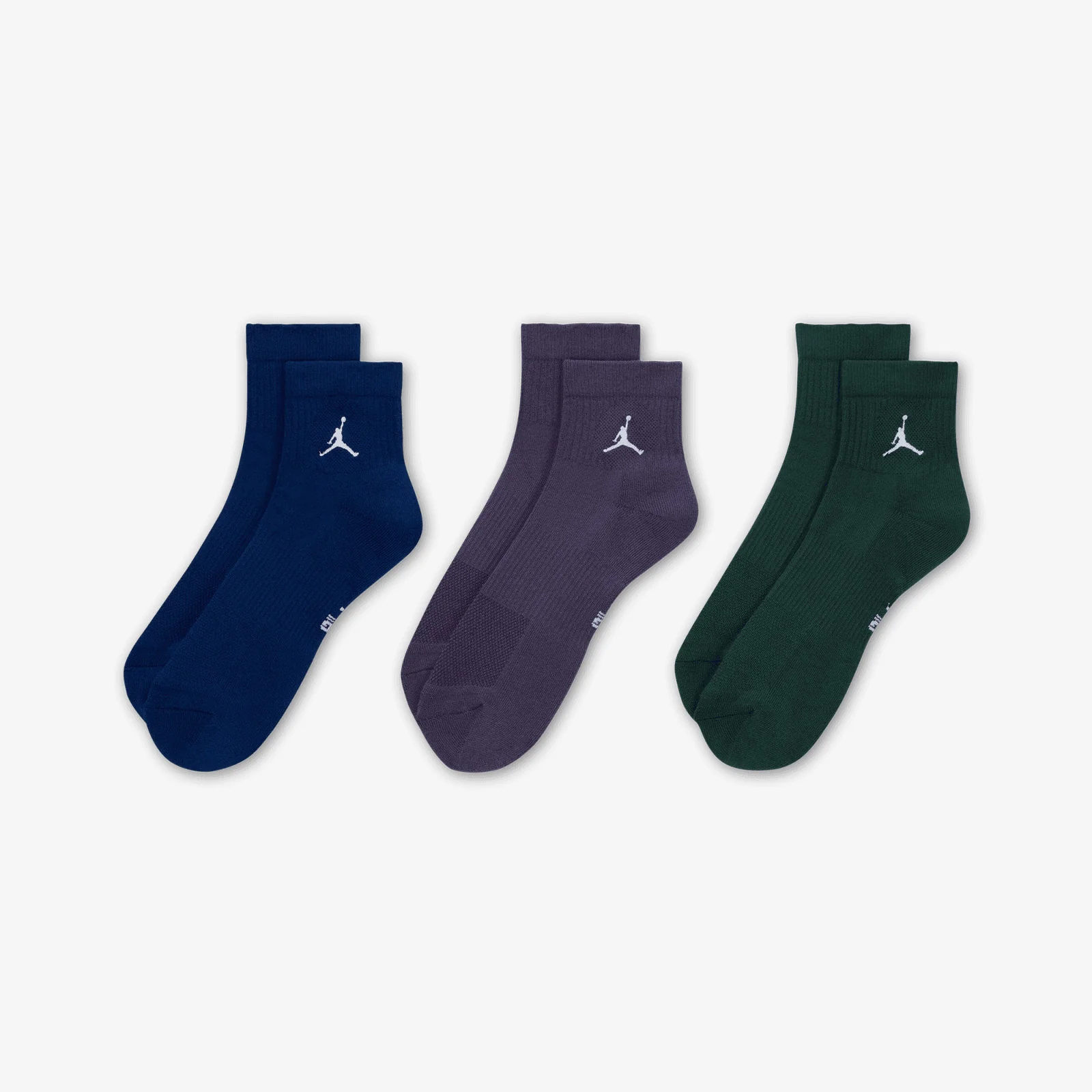 Jumpman Everyday Ankle Socks (3 Pairs) - Indigo/Pine/Plum - Image 3