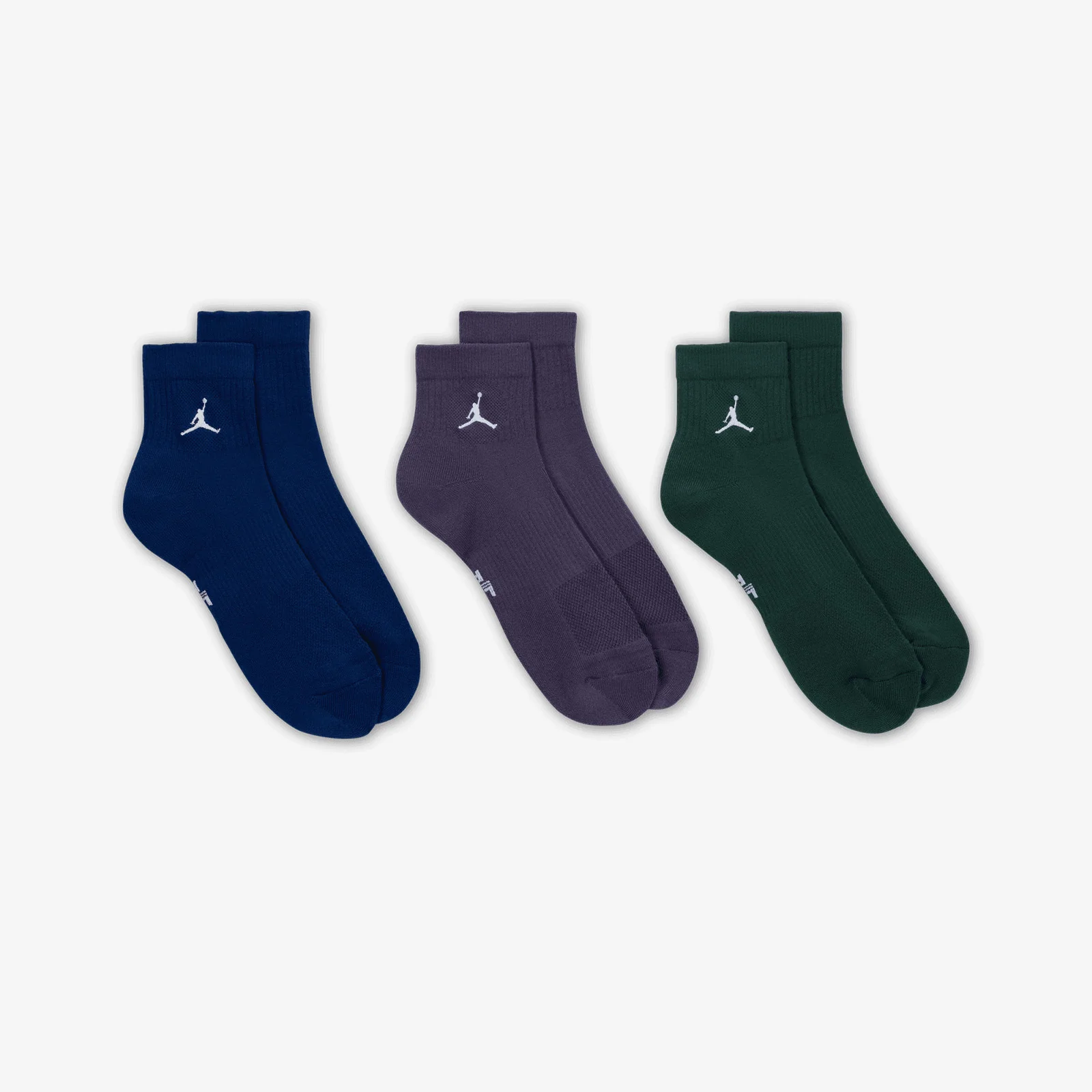 Jumpman Everyday Ankle Socks (3 Pairs) - Indigo/Pine/Plum - Image 4