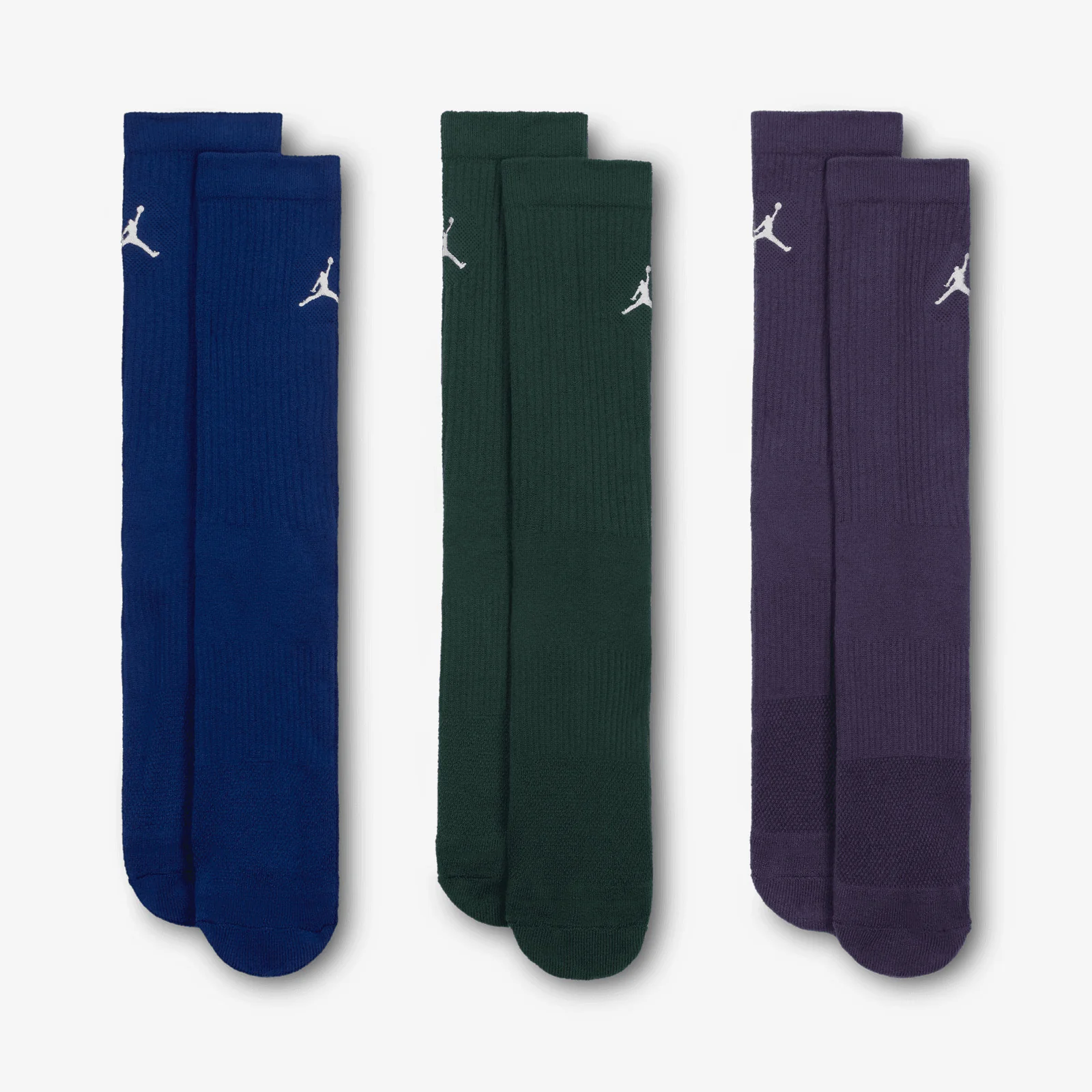 Jumpman Everyday Crew Socks (3 Pairs) - Indigo/Pine/Plum - Image 3