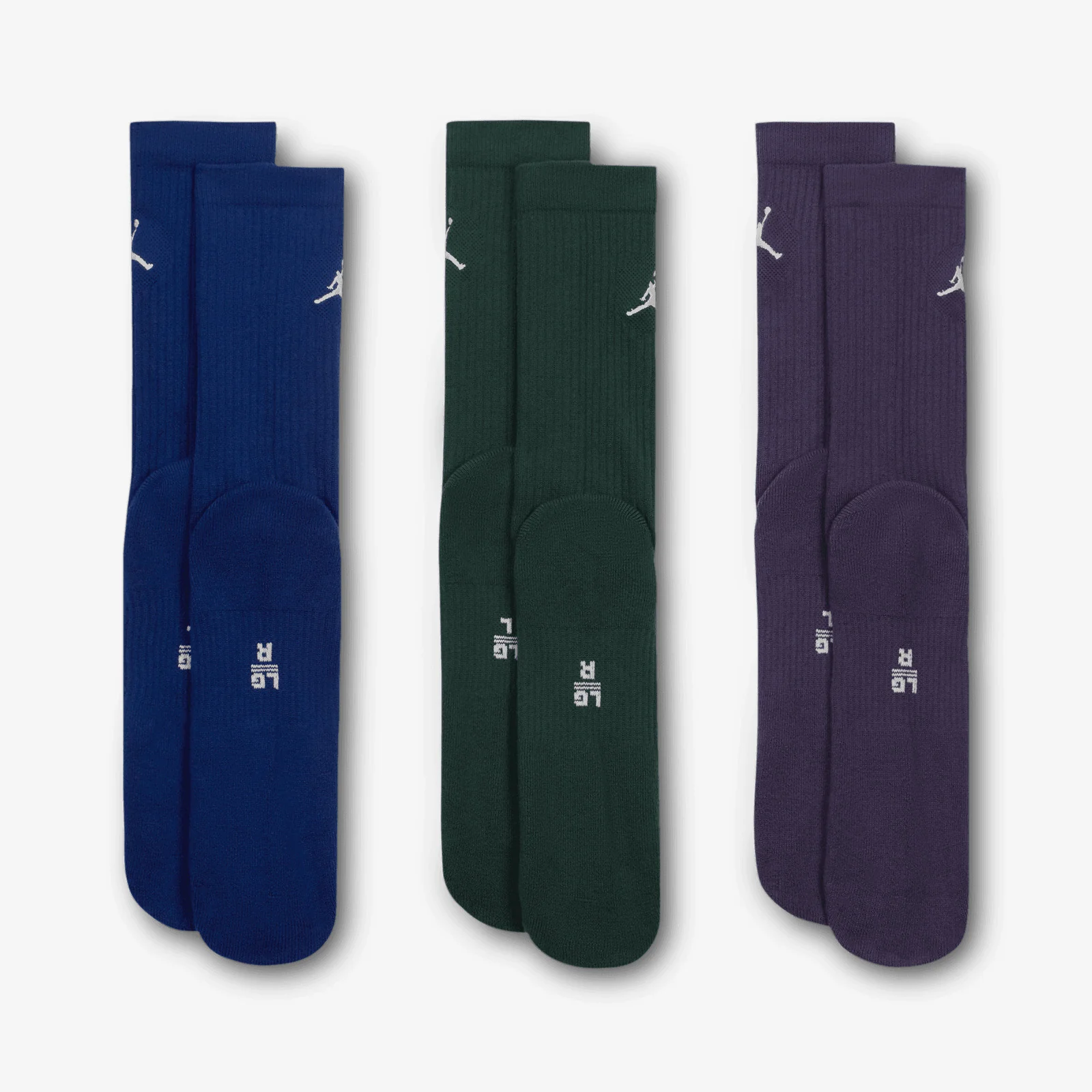 Jumpman Everyday Crew Socks (3 Pairs) - Indigo/Pine/Plum - Image 4