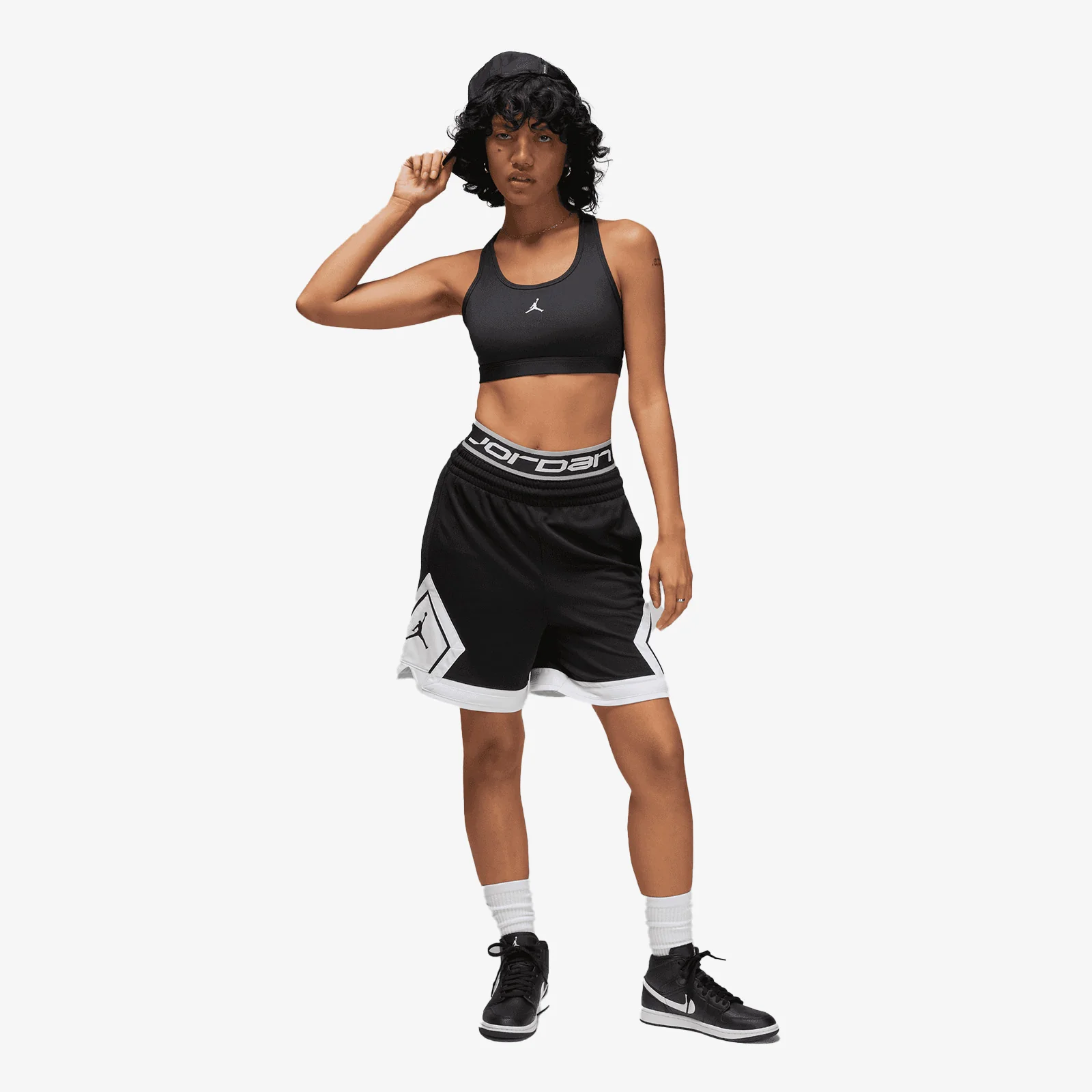 Jumpman Sport Medium-Support Padded Bra - Black/White - Image 6