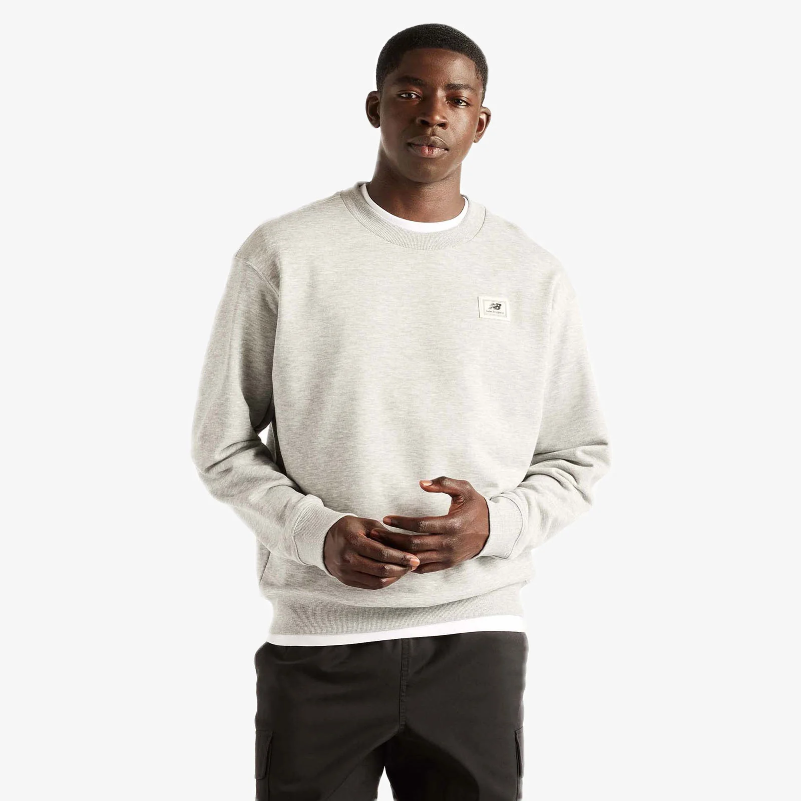 NB Woven Label Crewneck Sweatshirt - Ash Heather - Image 3