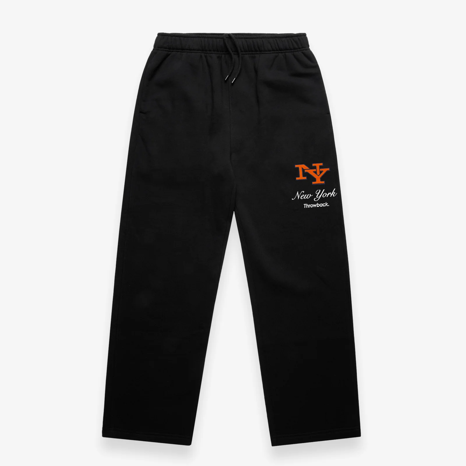 Throwback 'New York or Nowhere' Cuffless Trackpants - Black