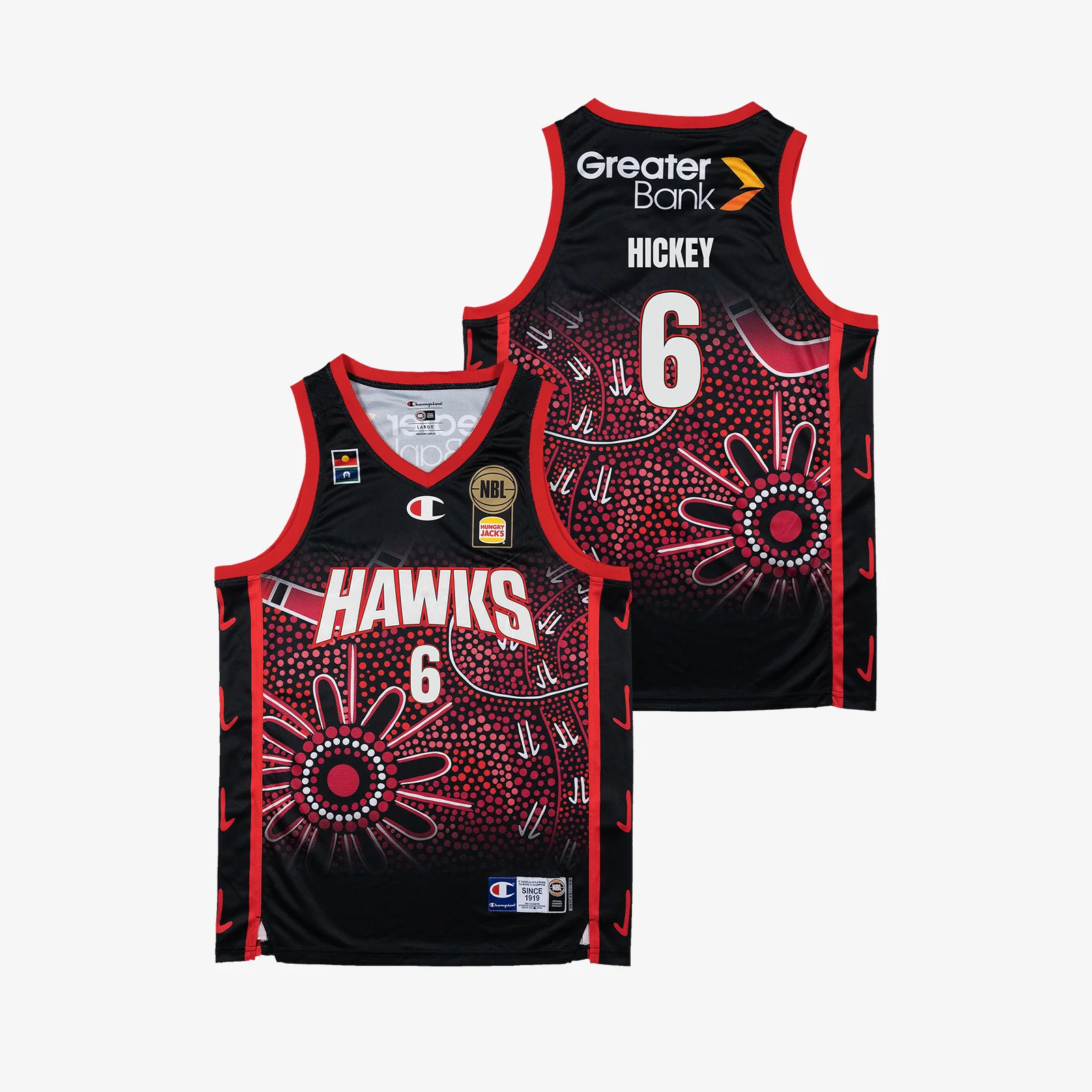 Will Hickey Illawarra Hawks 2025 NBL Indigenous Jersey - Black - Image 3