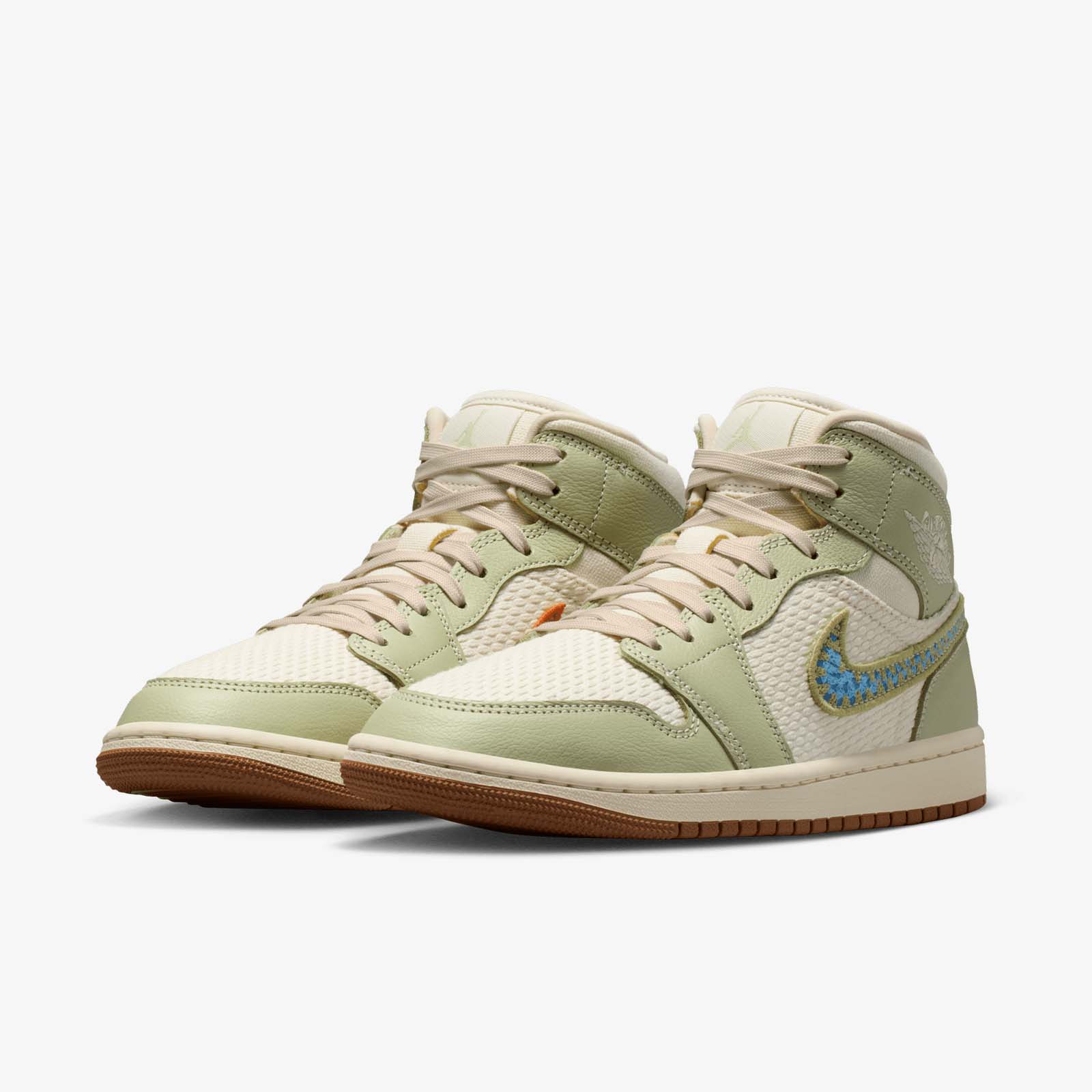 Women's Air Jordan 1 Mid SE - Olive Aura/Pearl White-Lawn - Image 5
