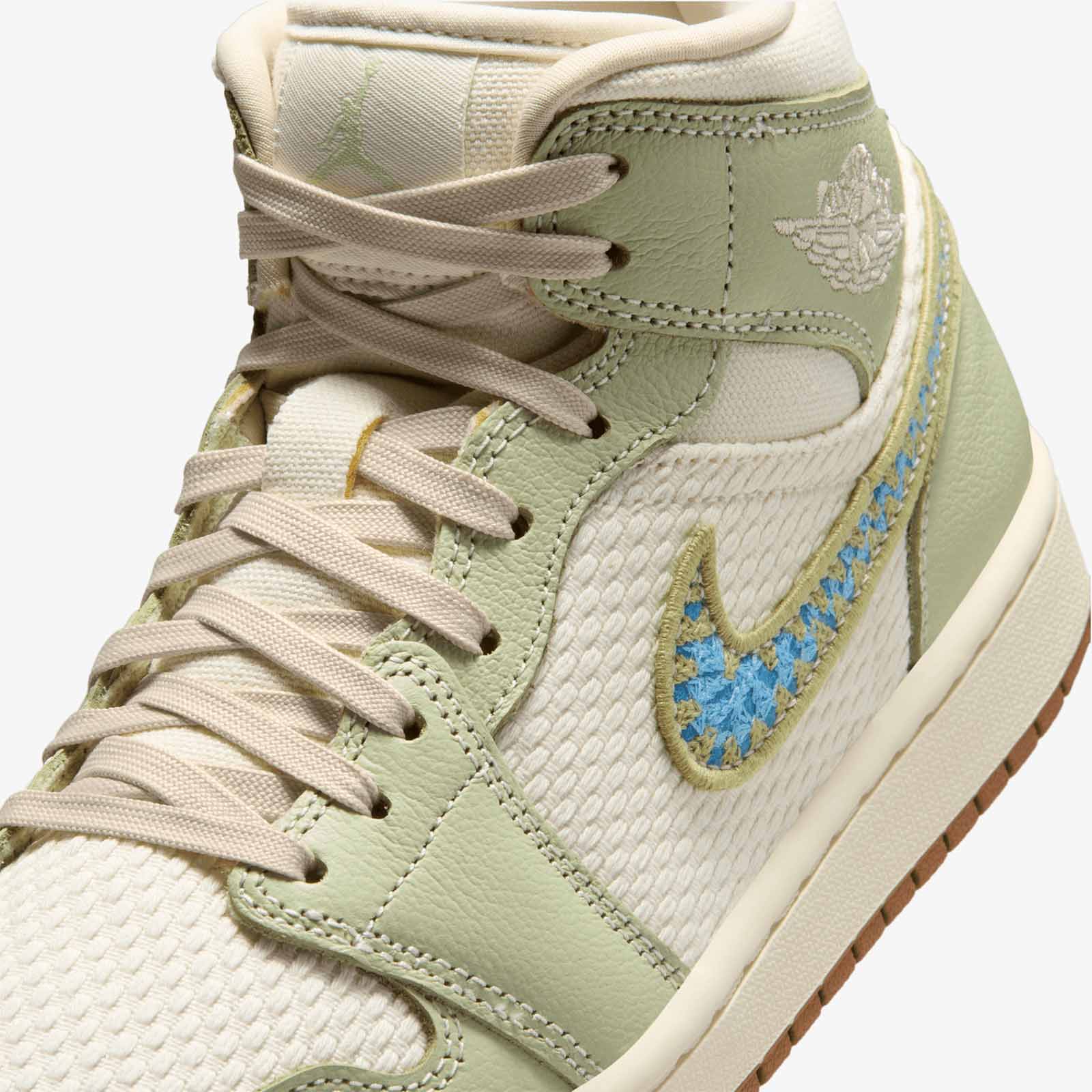 Women's Air Jordan 1 Mid SE - Olive Aura/Pearl White-Lawn - Image 6